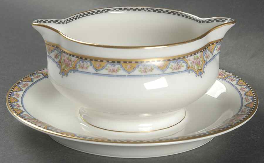 Schleiger 1096B Gravy Boat with Attached Underplate by Haviland-1