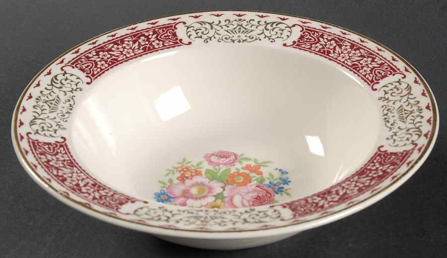 Royal Maroon Rim Cereal Bowl by Homer Laughlin -1