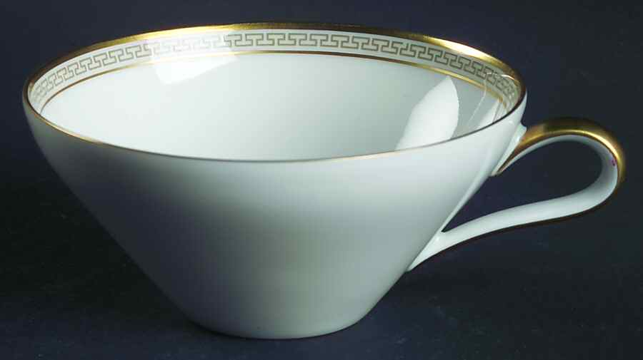 Greek Key Gray (Gold Trim) Flat Cup by Heinrich - H&C-1
