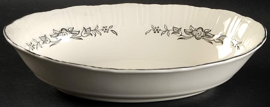 Platinum Wreath 9" Oval Vegetable Bowl by Homer Laughlin -1