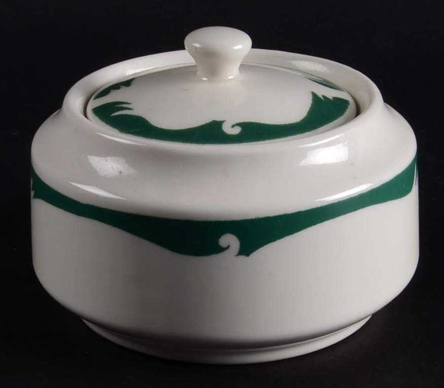 Tide Green Sugar Bowl & Lid by Homer Laughlin -1