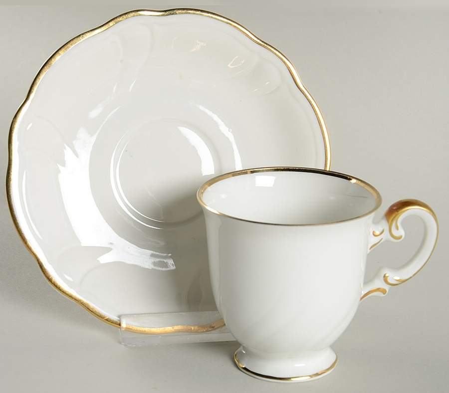 Gold Band Footed Demitasse Cup & Saucer Set by Hutschenreuther-1