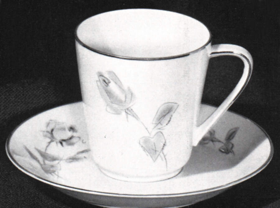 Gray Rose Flat Cup & Saucer Set by Hutschenreuther-1