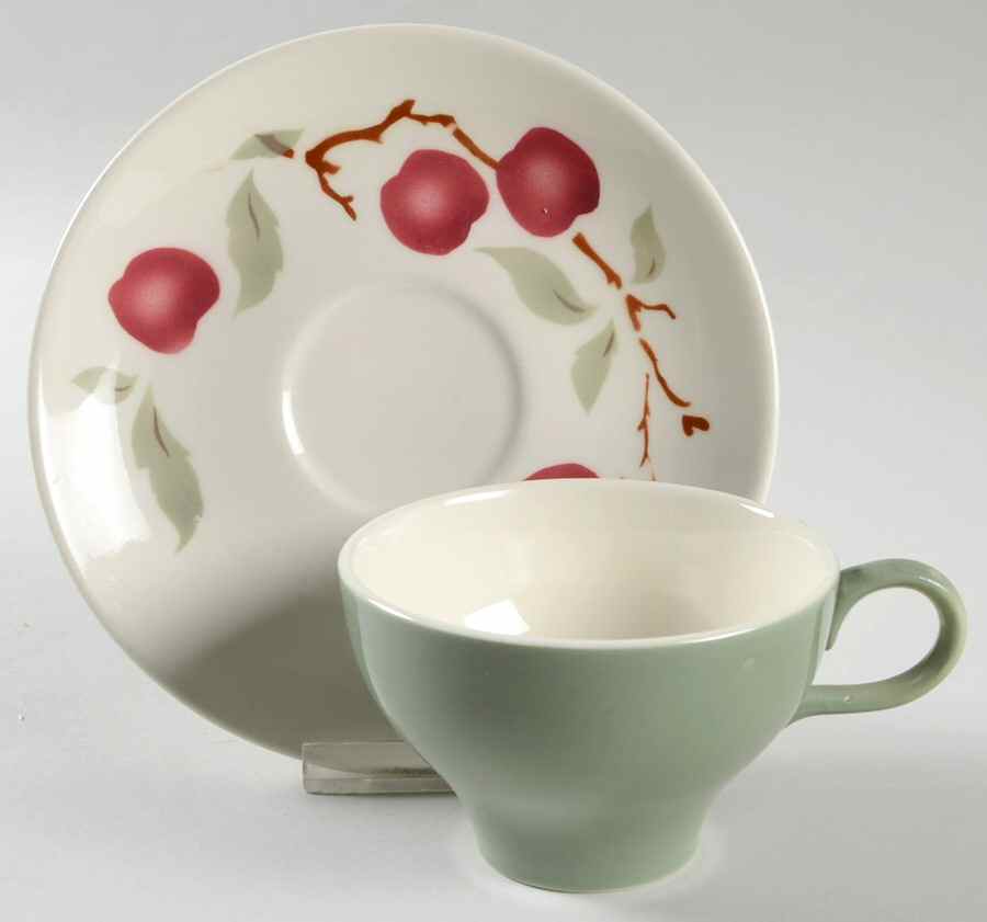 Orchard Flat Cup & Saucer Set by Homer Laughlin -1