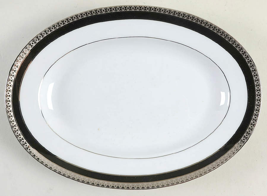 Symphonie Platinum and Black Pickle Dish by Haviland-1