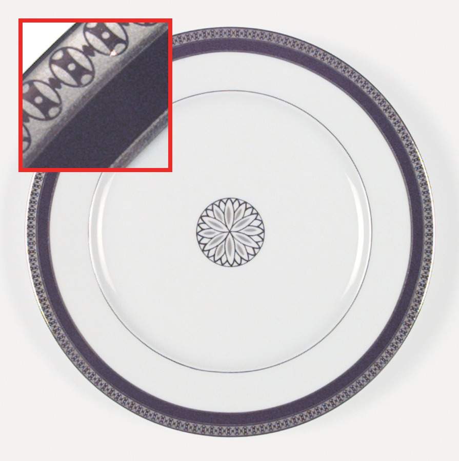 Symphonie Platinum and Black Accent Dessert Luncheon Plate by Haviland-1