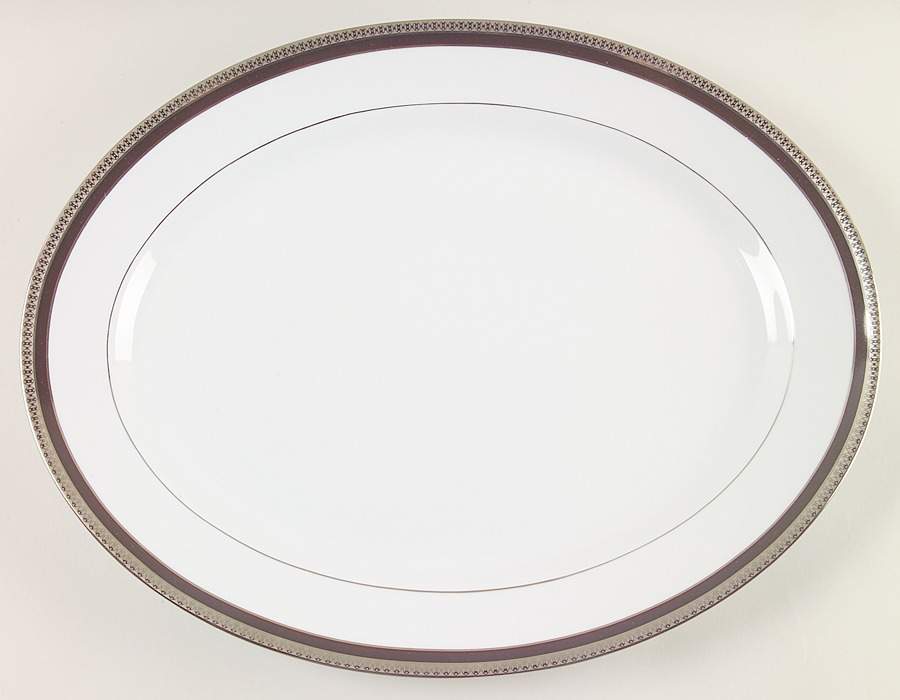 Symphonie Platinum and Black 15" Oval Serving Platter by Haviland-1