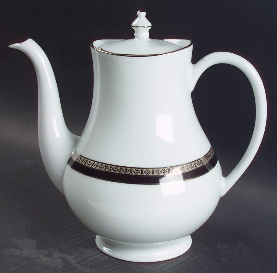 Symphonie Platinum and Black Coffee Pot & Lid by Haviland-1