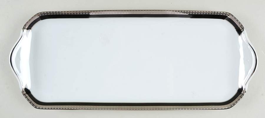 Symphonie Platinum and Black Oblong Cake Plate by Haviland-1