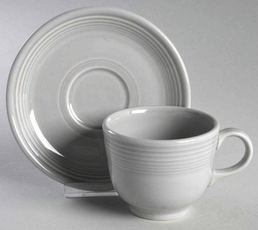 Fiesta Gray (Pearl) (Intro 1999) Flat Cup & Saucer Set by Homer Laughlin -1