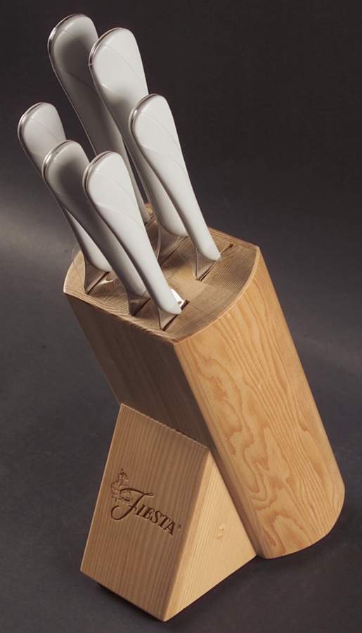 Fiesta Gray (Pearl) (Intro 1999) 6 Piece Cutlery Set with Small Wood Block by Homer Laughlin -1