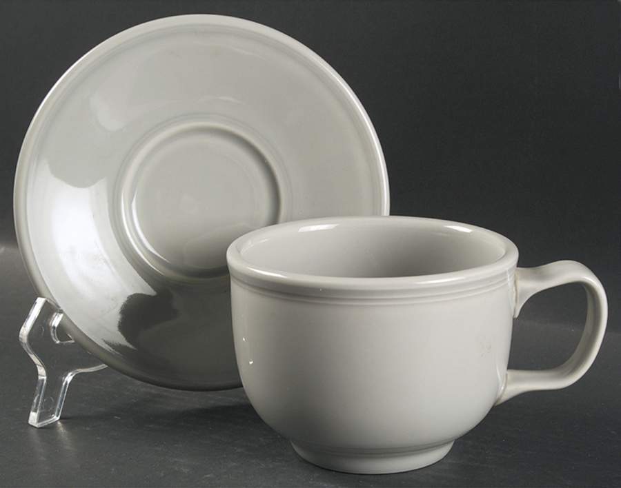 Fiesta Gray (Pearl) (Intro 1999) Jumbo Cup & Saucer Set by Homer Laughlin -1