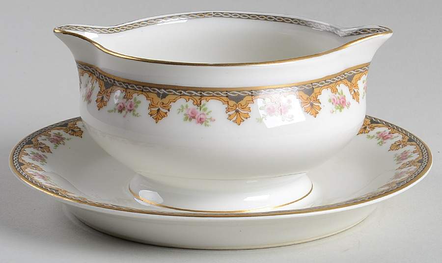 Schleiger 862b Gravy Boat with Attached Underplate by Haviland-1