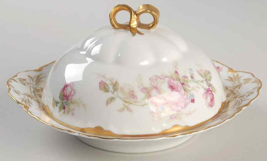 Schleiger 257C Round Covered Butter with Strainer by Haviland-1