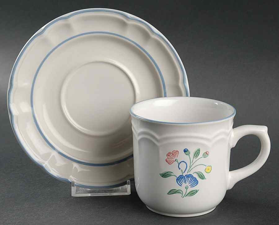 Floral Expressions (Japan, No Center) Flat Cup & Saucer Set by Hearthside-1