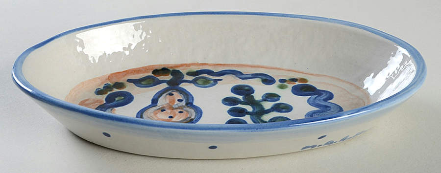 Pear and Grape Blue 8" Oval Serving Platter by M A Hadley-1
