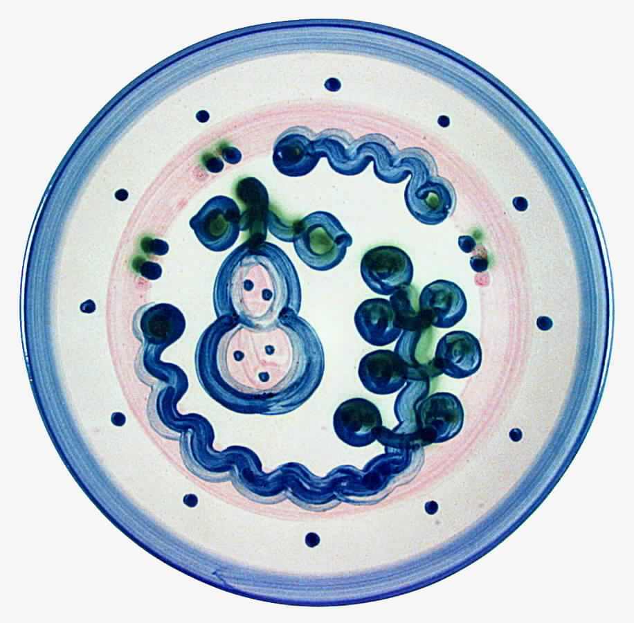 Pear and Grape Blue Dinner Plate by M A Hadley-1
