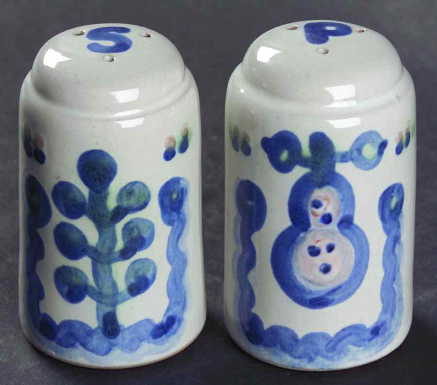 Pear and Grape Blue Salt & Pepper Set by M A Hadley-1