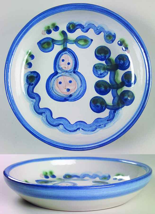 Pear and Grape Blue 7" Individual Pasta Bowl by M A Hadley-1