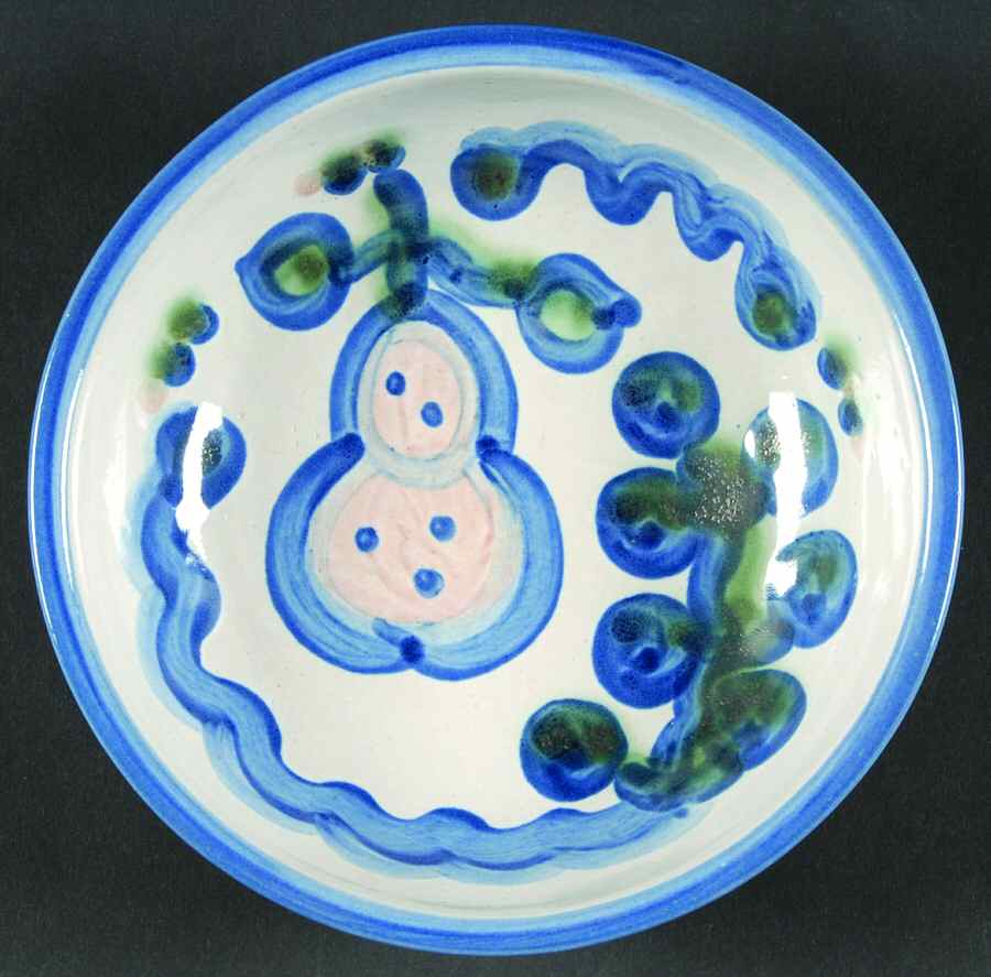 Pear and Grape Blue Coupe Soup Bowl by M A Hadley-1