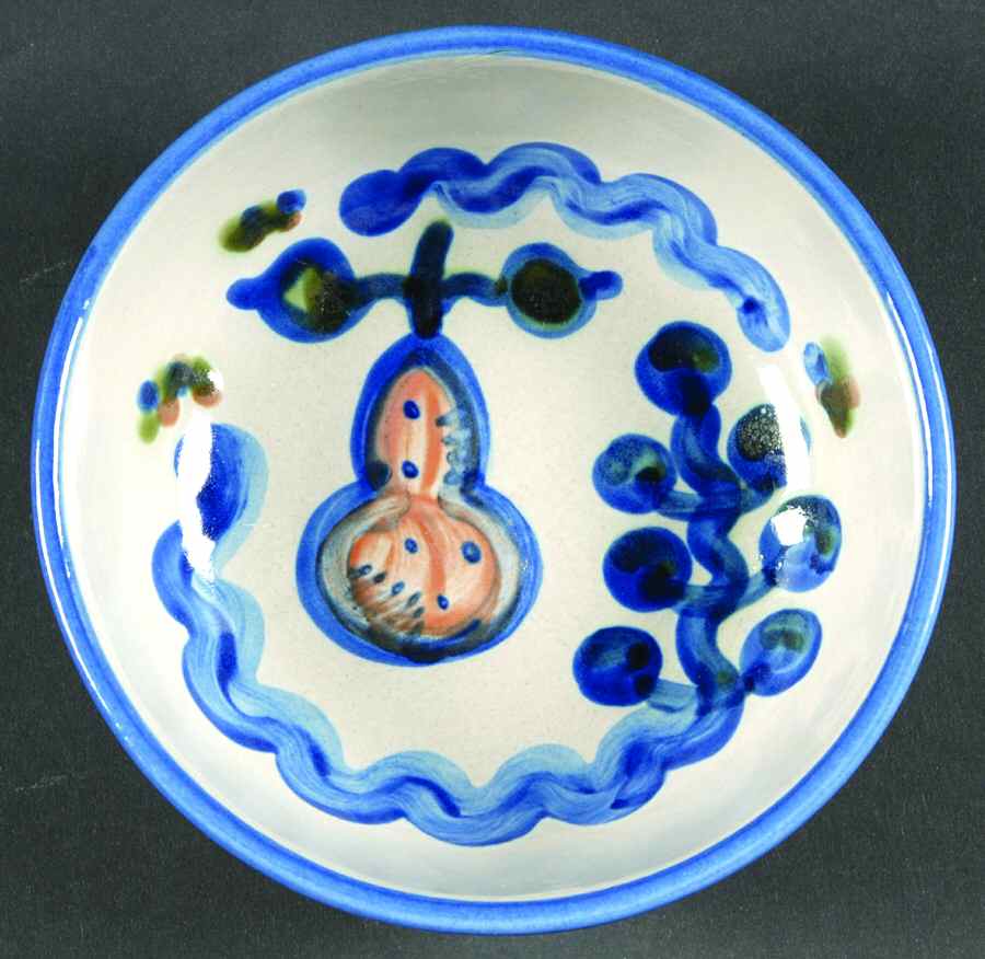 Pear and Grape Blue Coupe Cereal Bowl by M A Hadley-1