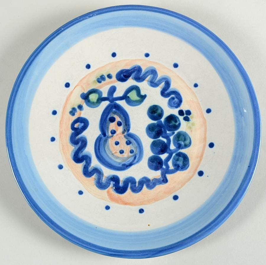 Pear and Grape Blue Luncheon Plate by M A Hadley-1