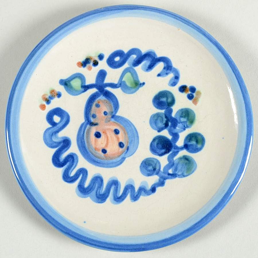 Pear and Grape Blue Bread & Butter Plate by M A Hadley-1