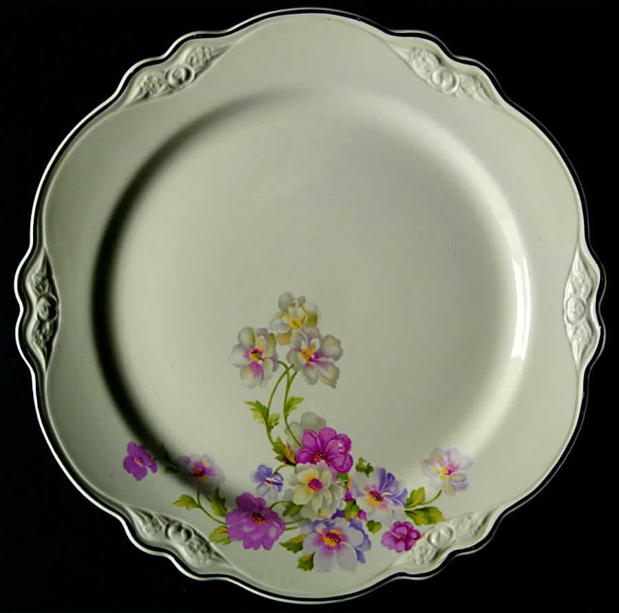 Fluffy Rose 2 (Platinum Trim) Dinner Plate by Homer Laughlin -1