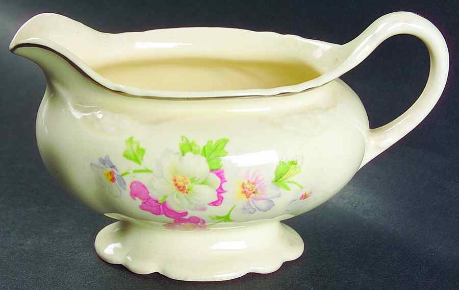 Fluffy Rose 2 (Platinum Trim) Creamer by Homer Laughlin -1