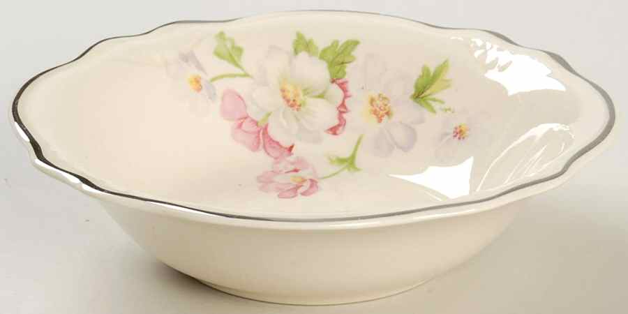 Fluffy Rose 2 (Platinum Trim) Fruit/Dessert (Sauce) Bowl by Homer Laughlin -1