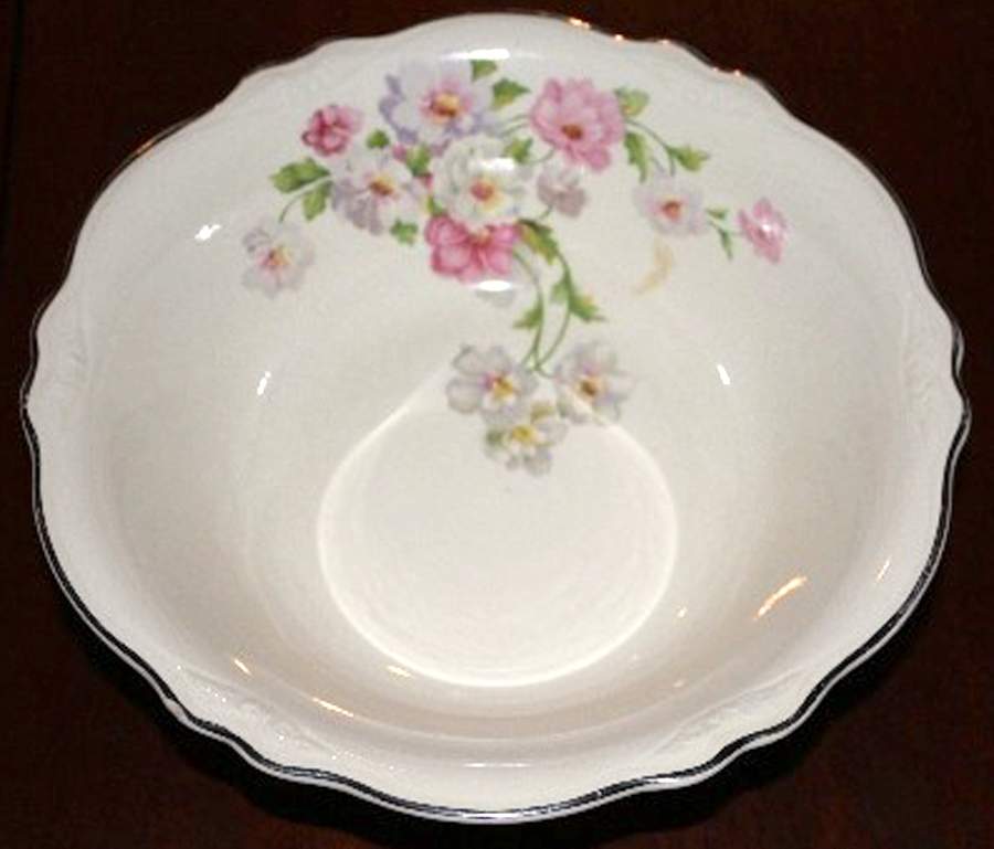 Fluffy Rose 2 (Platinum Trim) Salad Plate by Homer Laughlin -1