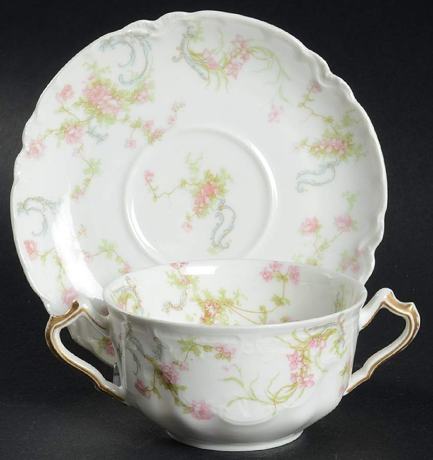 Schleiger 57T Flat Bouillon Cup & Saucer by Haviland-1