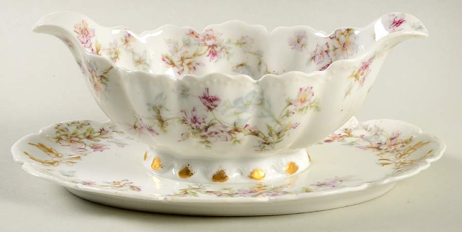 Schleiger 91f Gravy Boat with Attached Underplate by Haviland-1