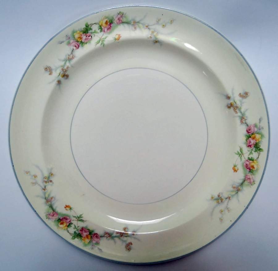 Sweetheart Rose (Blue Trim) Dinner Plate by Harker-1