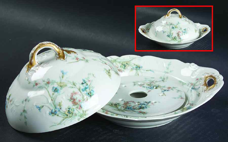 Schleiger 1018b Round Covered Butter with Strainer by Haviland-1