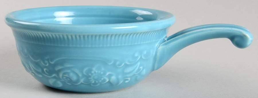 Oven Serve Turquoise 8 Oz Handled Open French Casserole by Homer Laughlin -1