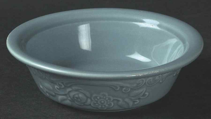 Oven Serve Turquoise Rim Fruit/Dessert (Sauce) Bowl by Homer Laughlin -1