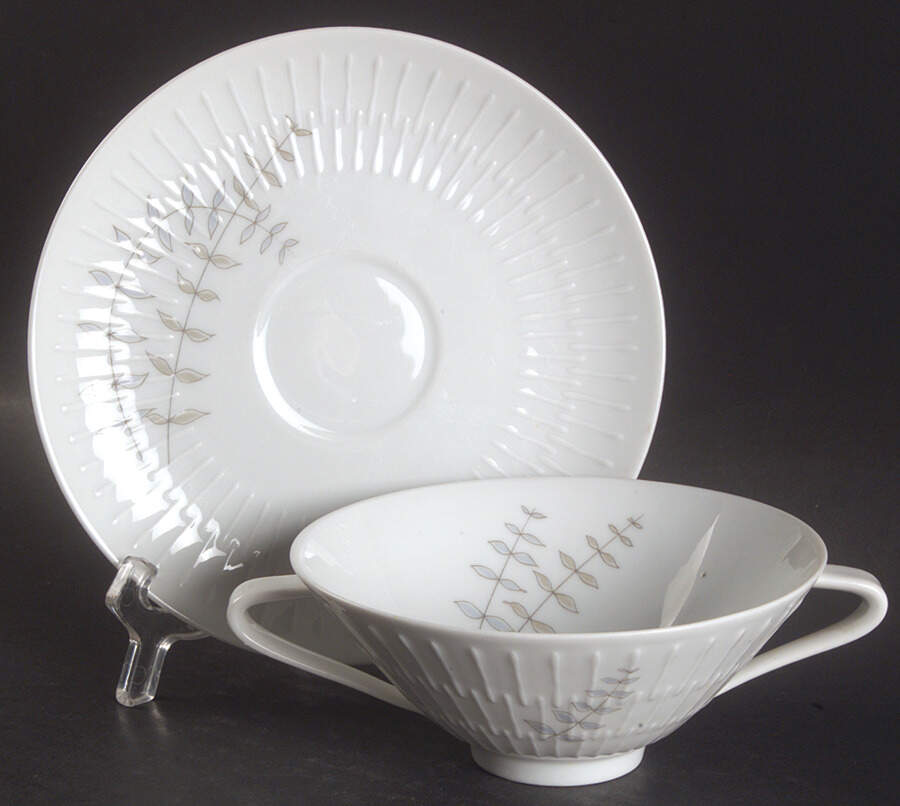 HUT676 Footed Cream Soup Bowl & Saucer Set by Hutschenreuther-1