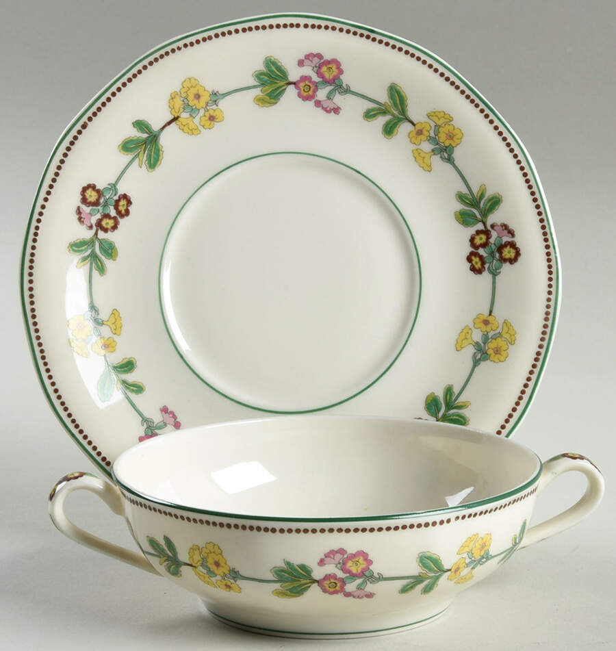 H812 Flat Cream Soup Bowl & Saucer Set by Haviland-1