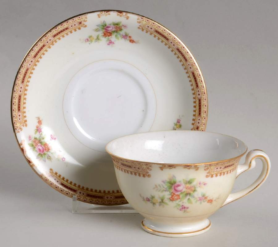 HIR23 Footed Cup & Saucer Set by Hira China-1