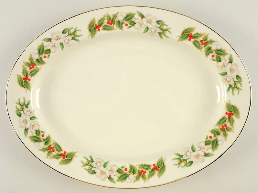Golden December 14" Oval Serving Platter by Horchow-1