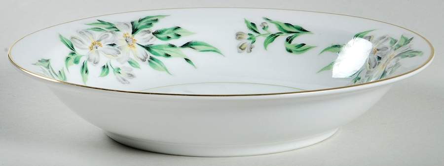 Desert Gardenia Rim Soup Bowl by Hira China-1