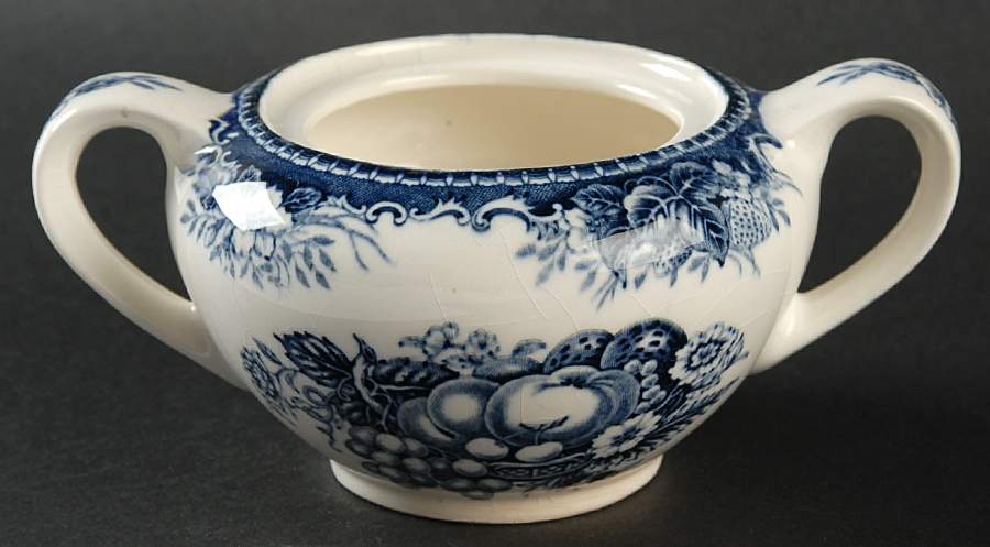 Blue Vintage Sugar Bowl No Lid by Hara-1