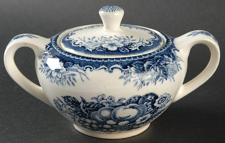 Blue Vintage Sugar Bowl & Lid by Hara-1