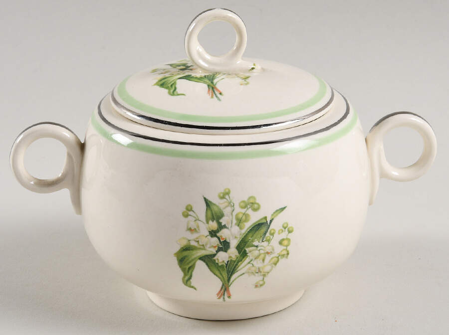 Lily of The Valley Sugar Bowl & Lid by Homer Laughlin -1