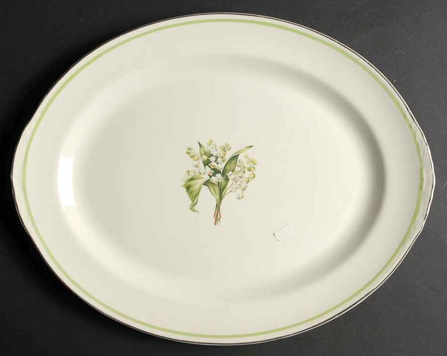 Lily of The Valley 15" Oval Serving Platter by Homer Laughlin -1