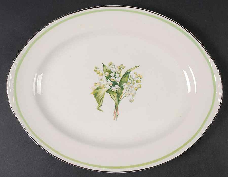 Lily of The Valley 11" Oval Serving Platter by Homer Laughlin -1