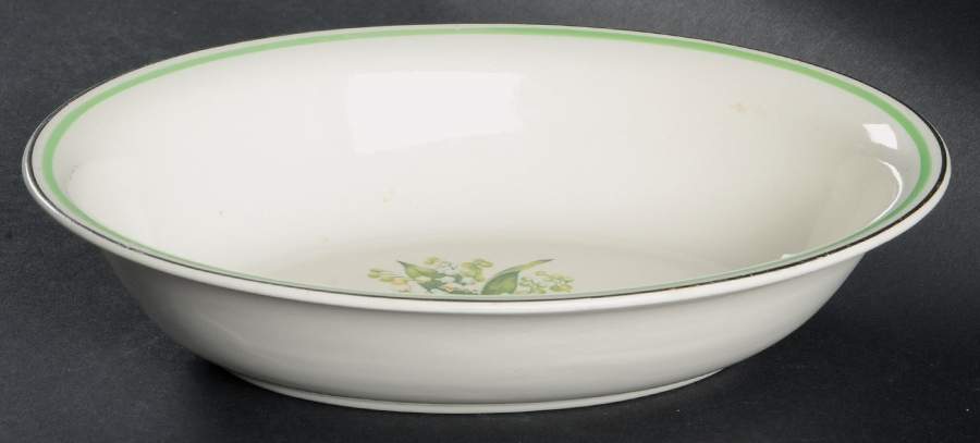 Lily of The Valley (Platinum Trim) 9" Oval Vegetable Bowl by Homer Laughlin -1