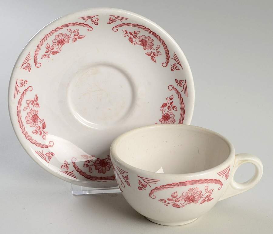 American Rose Flat Cup & Saucer Set by Homer Laughlin -1