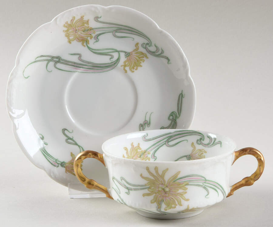 Schleiger 492A Bouillon Cup & Saucer by Haviland-1